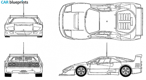 1990 Ferrari F40 LM Coupe blueprint