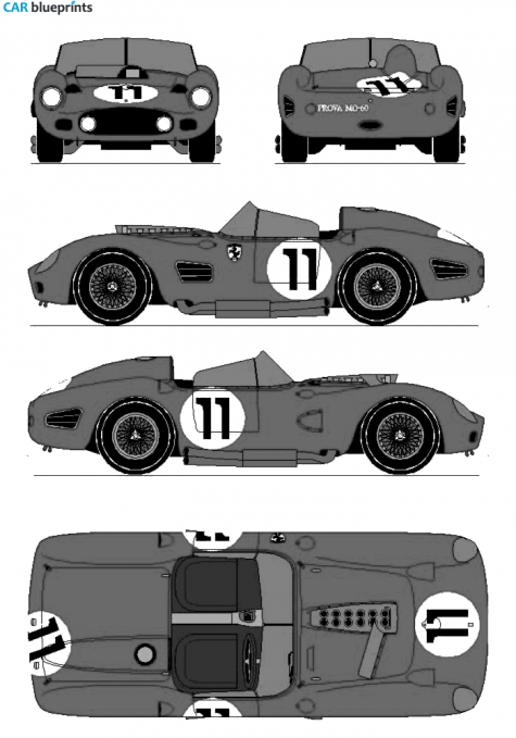 1960 Ferrari Testa Rossa Le Mans Targa blueprint