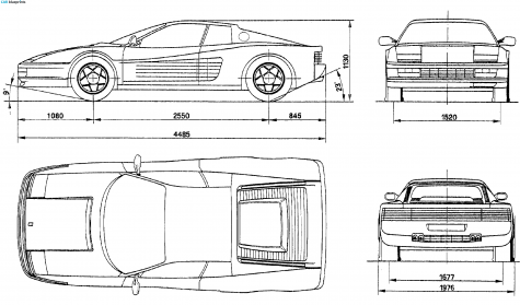 1989 Ferrari Testarossa Coupe blueprint