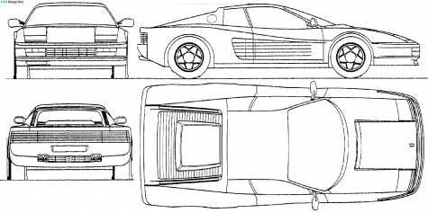 1989 Ferrari Testarossa Coupe blueprint