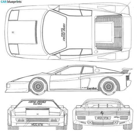 2002 Ferrari 512 TR Testarossa Koenig Special Coupe blueprint