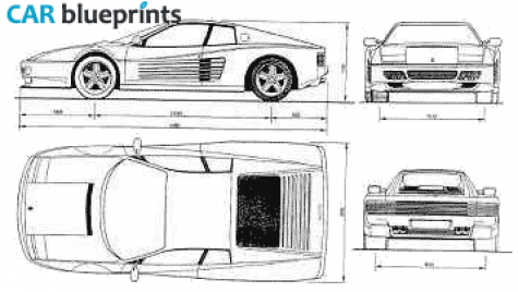 1984 Ferrari 512 TR Testarossa Coupe blueprint