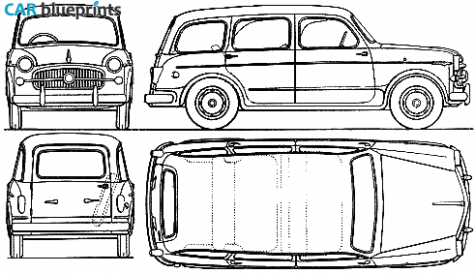 1959 Fiat 1100 103 Millecento Wagon blueprint