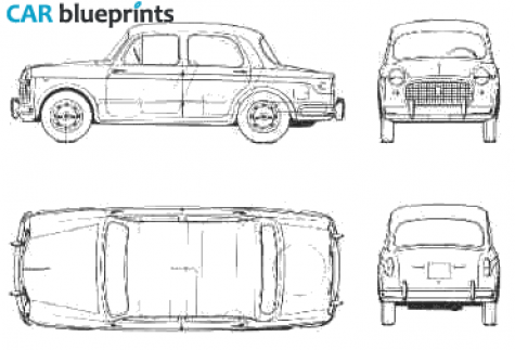 1959 Fiat 1100 Berlina Lusso Sedan blueprint