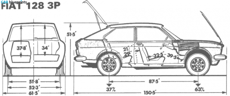 1978 Fiat 128 3P Coupe blueprint