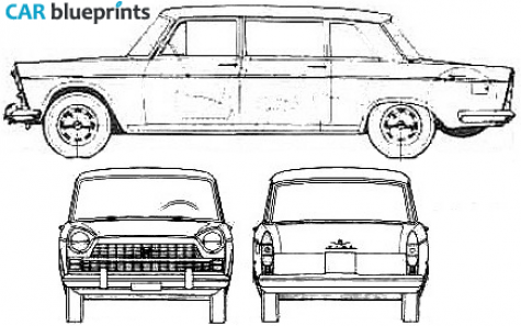 1961 Fiat 1400 President Francis Lombardi Limousine blueprint