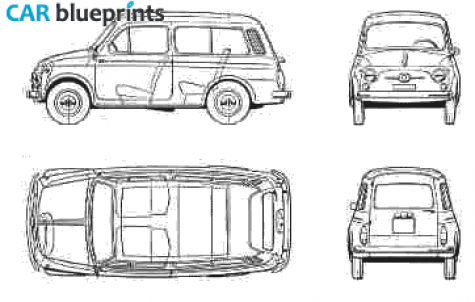 1960 Fiat 500 Giardiniera Wagon blueprint