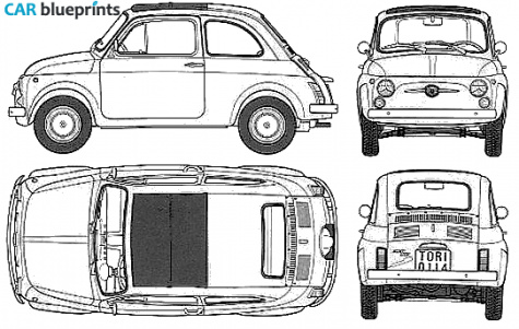 1976 Fiat 500 F Hatchback blueprint