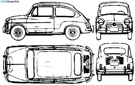 1976 Fiat 600 Hatchback blueprint