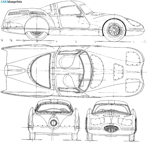 1954 Fiat 8001 Turbine Car Coupe blueprint