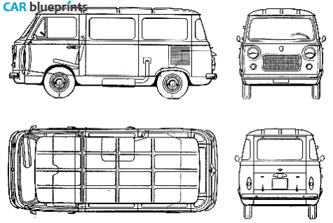 1973 Fiat 850T Minivan blueprint