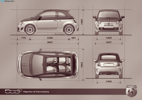 2010 Fiat Abarth 500C Hatchback blueprint