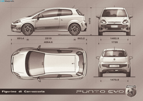 2010 Fiat Abarth Punto EVO Hatchback blueprint