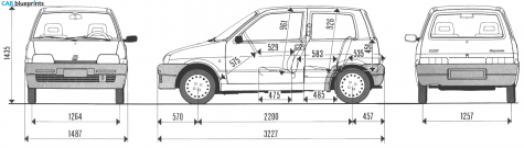 1992 Fiat Cinquecento Hatchback blueprint