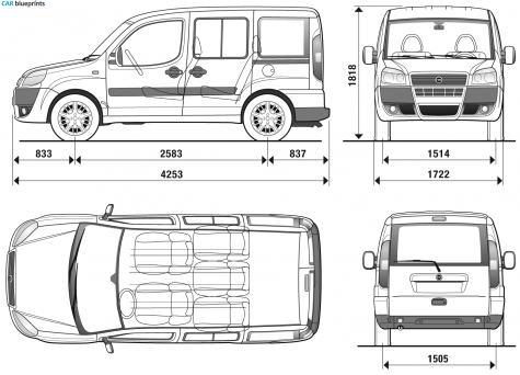 2009 Fiat Doblo Minivan blueprint