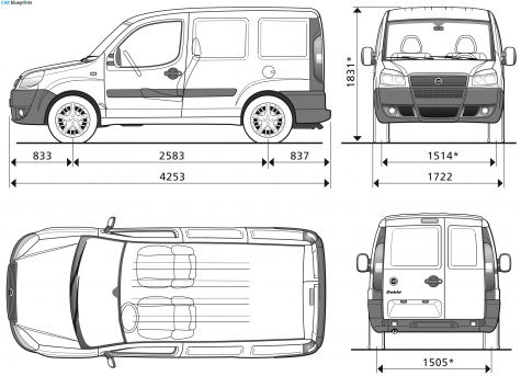 2007 Fiat Doblo Cargo SWB Van blueprint