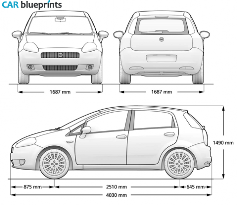 2005 Fiat Grande Punto 5-door Hatchback blueprint