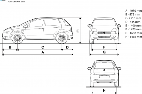 2008 Fiat Grande Punto GDX Hatchback blueprint