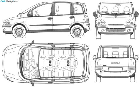 2004 Fiat multipla Sedan blueprint