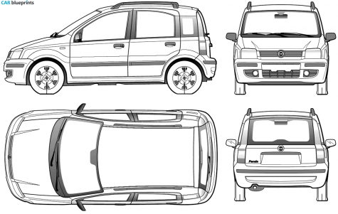 2005 Fiat Panda II Hatchback blueprint