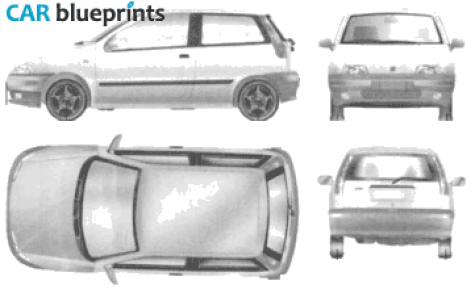 1993 Fiat Punto I 3-door Hatchback blueprint