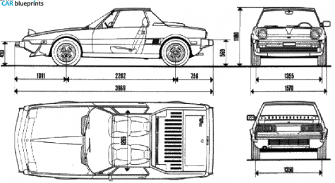 1972 Fiat X1/9 Targa blueprint