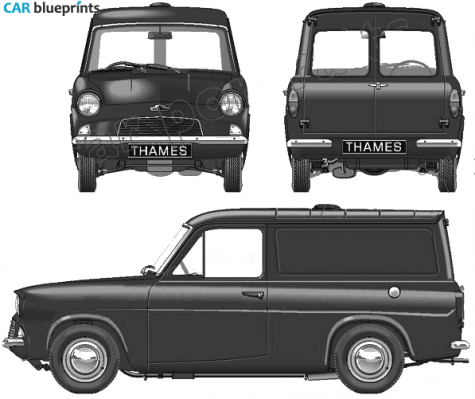 1961 Ford Anglia 307E Thames 5CW Van blueprint