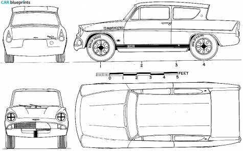 1966 Ford Anglia Super 123E Sedan blueprint