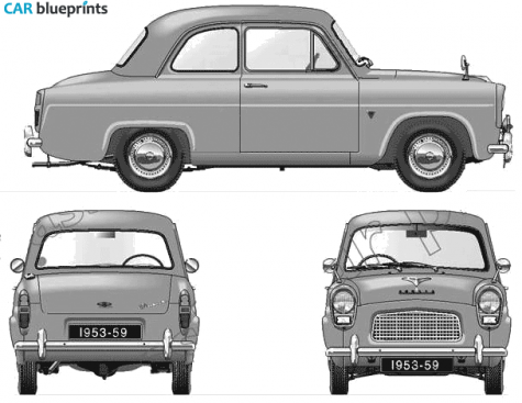 1957 Ford Anglia 100E 2-door Sedan blueprint