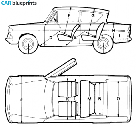 1967 Ford Anglia 105E Saloon Sedan blueprint