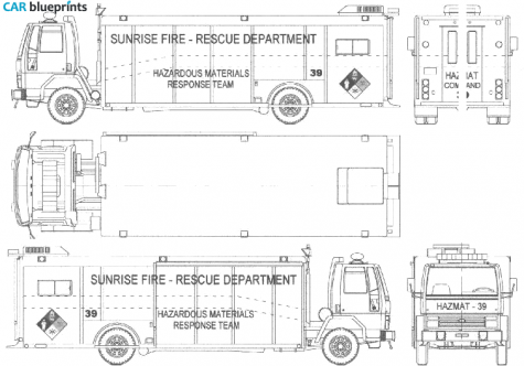 1988 Ford Cargo CF8000 Fire Truck blueprint