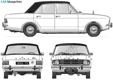 1966 Ford Cortina Mk II 1300 DeLuxe Sedan blueprint