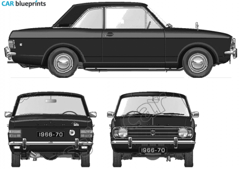 1966 Ford Cortina Mk II 1600GT 2-door Sedan blueprint