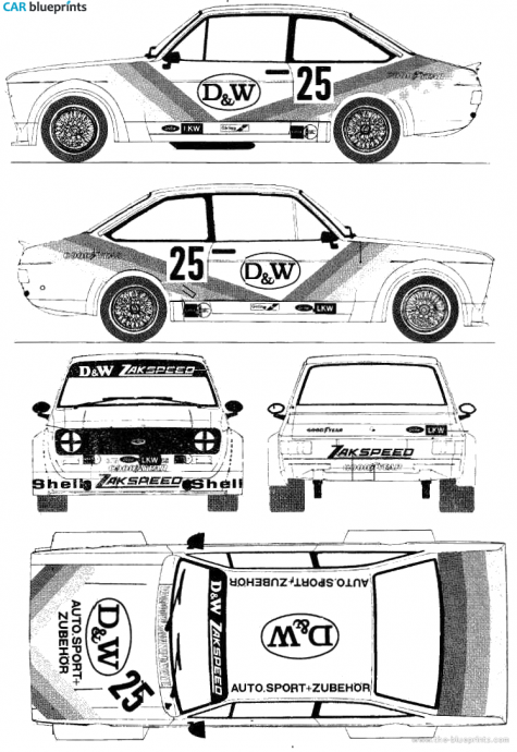 1976 Ford E Escort Mk II Rallye RS1800 Coupe blueprint