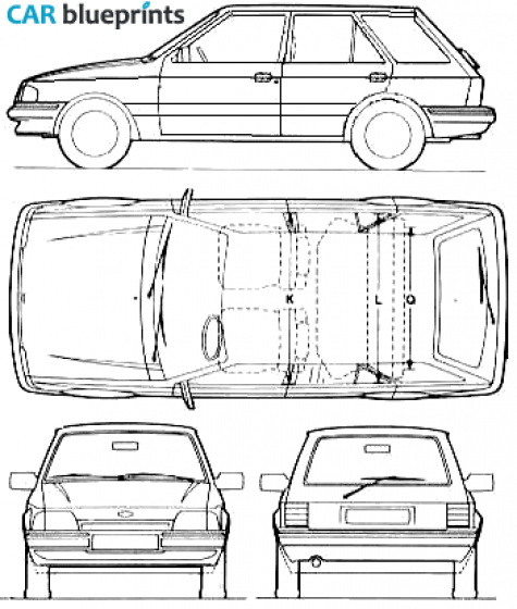 1987 Ford Escort Mk III 5-door Estate Wagon blueprint