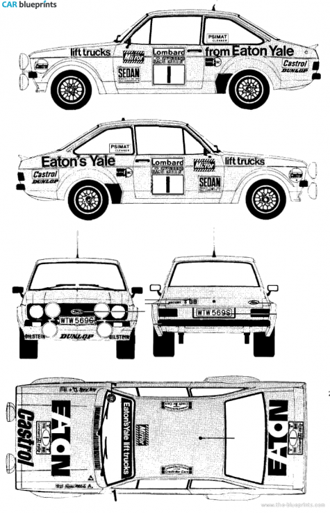 Ford E Escort Mk.II RS1800 Rallye Coupe blueprint