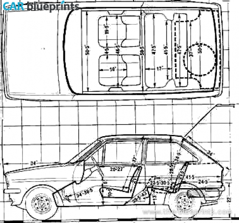 1976 Ford Fiesta Mk I Hatchback blueprint