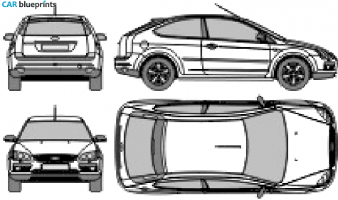 2006 Ford Focus II 3-door Hatchback blueprint