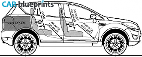 2008 Ford Kuga 20 TDCi Titanium SUV blueprint