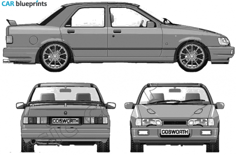 1992 Ford Sierra Sapphire Cosworth 4x4 Sedan blueprint