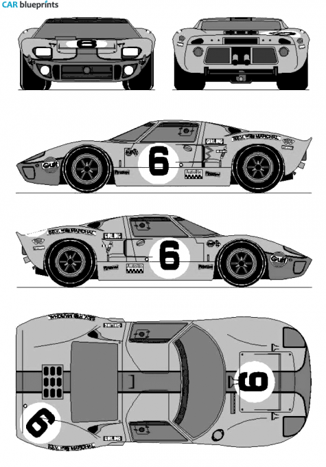 1969 Ford GT40 Le Man Coupe blueprint