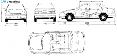 1999 Ford Laser Sedan blueprint