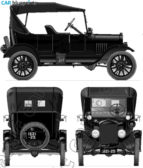 1924 Ford Model T Tourer Sedan blueprint