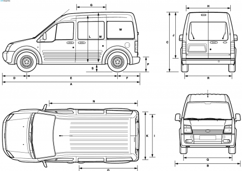 2008 Ford Tourneo Connect SWB Minivan blueprint