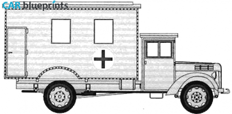 Ford V3000 Ambulance Einheits Van blueprint