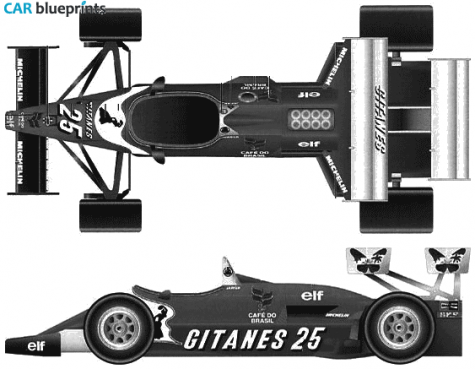 1983 Ford Ligier JS21 F1 GP OW blueprint