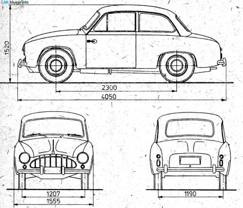 1957 FSO Syrena Prototype Coupe blueprint