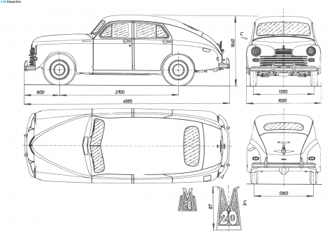 1951 FSO Warszawa M20 Sedan blueprint