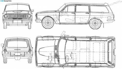 1972 GAZ Volga 24-02 Wagon blueprint