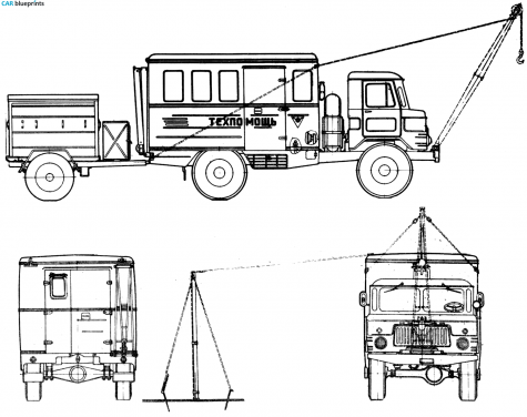 1964 GAZ 66 Truck blueprint